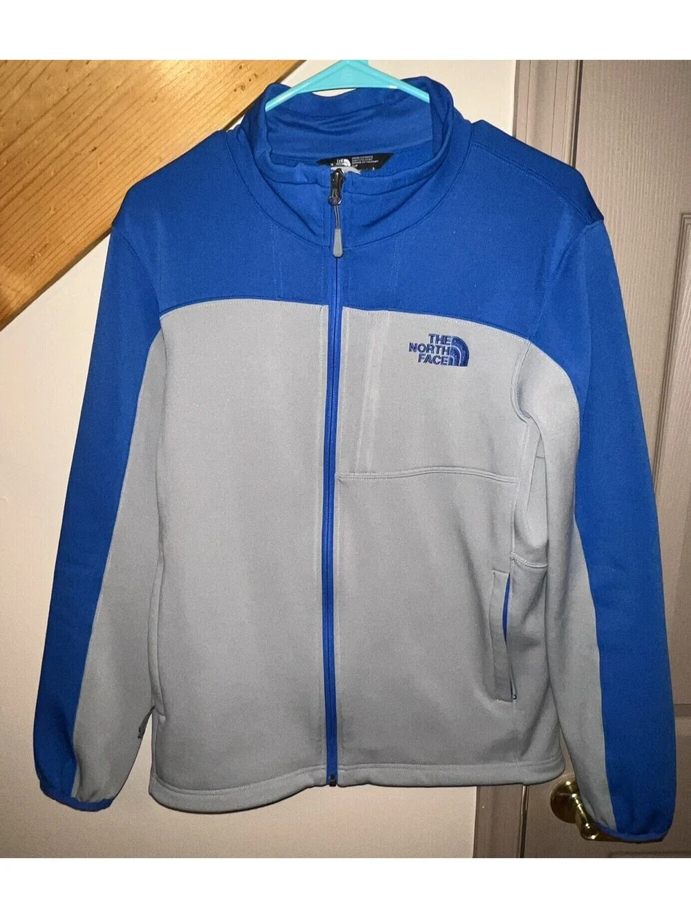 THE NORTH FACE Mens Small Track Jacket Flashdry Full Zip Blue/Gray Lightweight